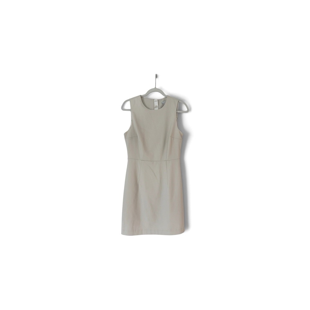 HM Womens Beige Textured Sleeveless Sheath Dress Size 10 Neutral Career Mini